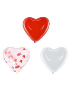 Ballons coeur et confettis x 6