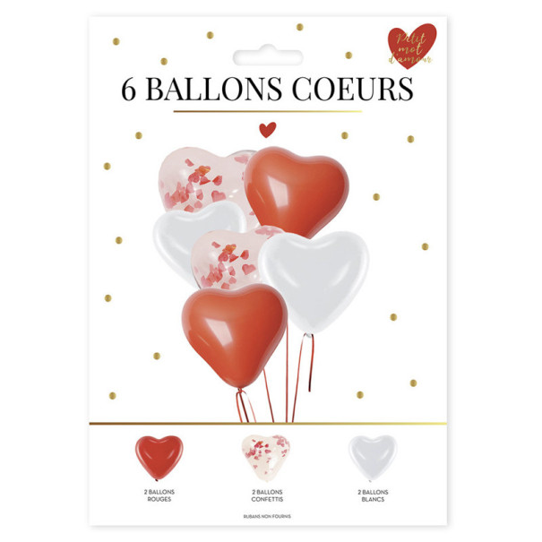 Ballons coeur et confettis x 6 #1