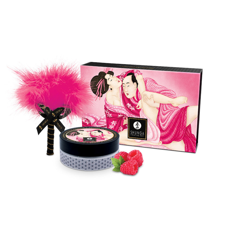 Coffret poudre de massage comestible Shunga - Framboise