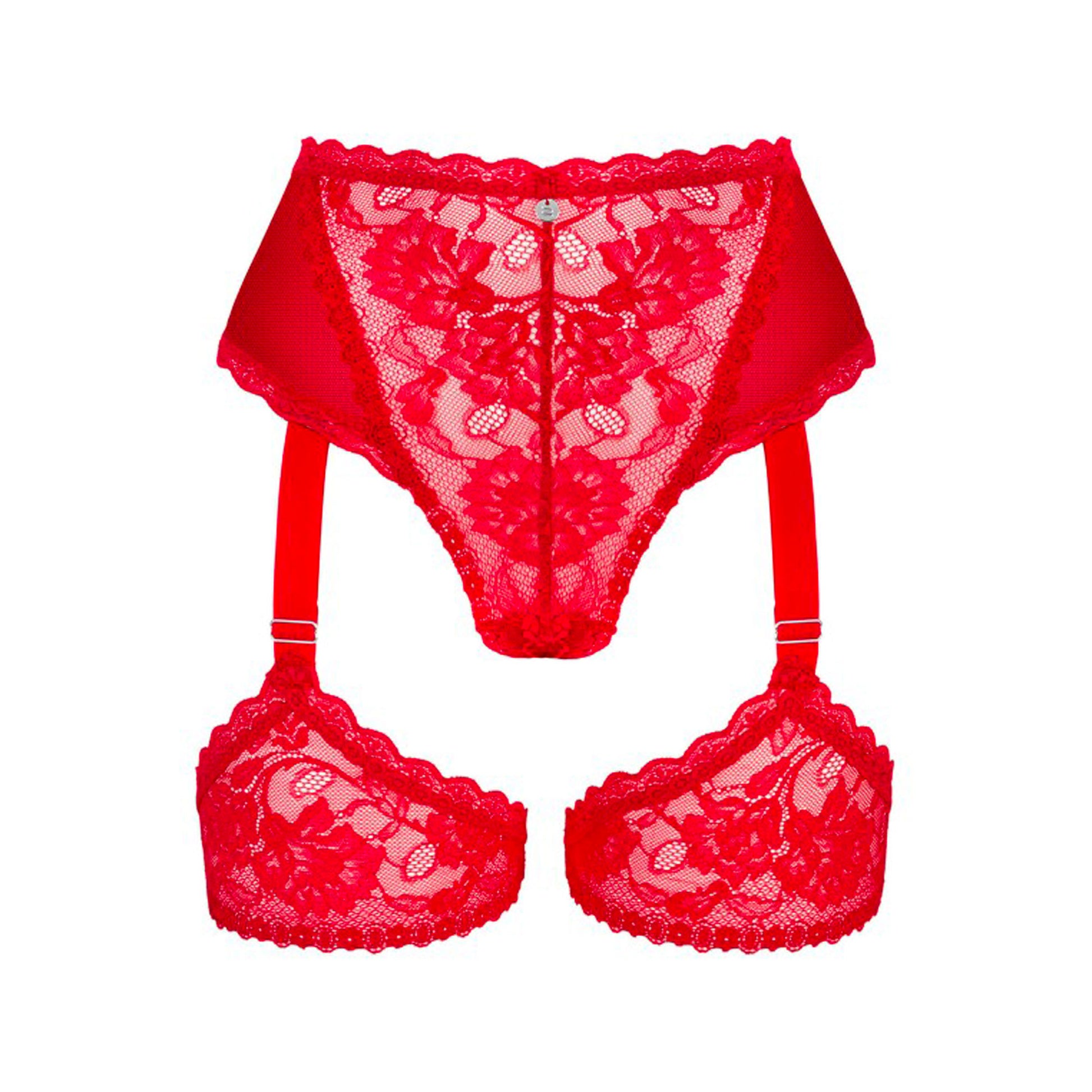 Culotte dentelle rouge porte-jarretelles Belovya -  XL/2XL