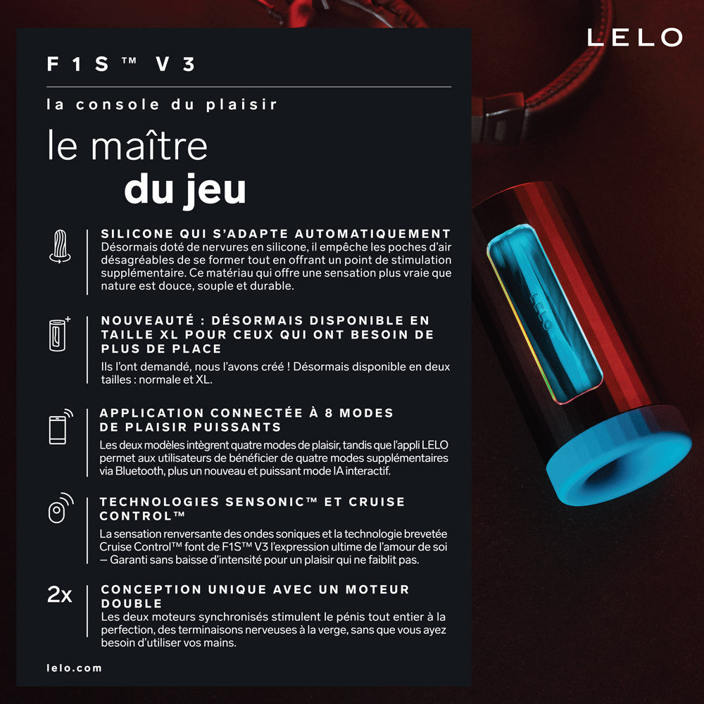 F1S V3 de Lelo Masturbateur contrôlé par IA - Bleu