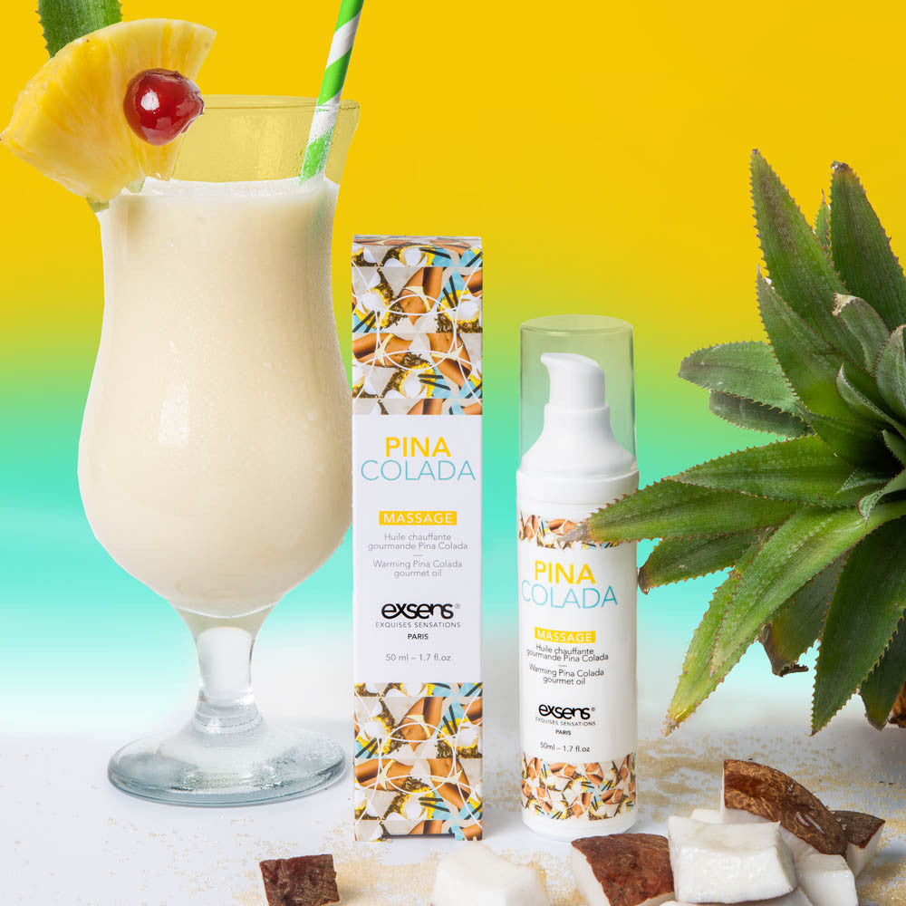 Huile de massage comestible et chauffante Exsens - Piña colada