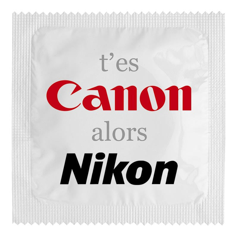 Préservatifs humoristiques - T'es Canon alors Nikon