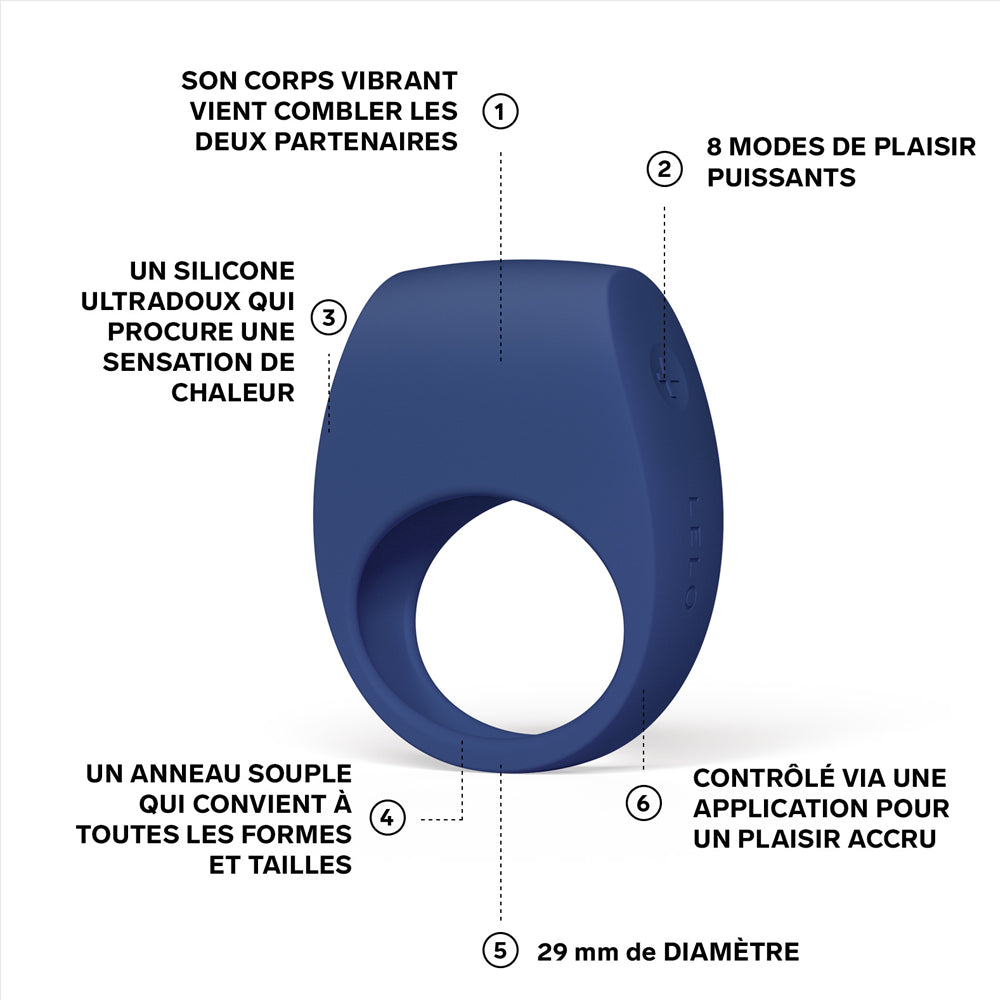 TOR 3 cockring vibrant de Lelo - Bleu foncé