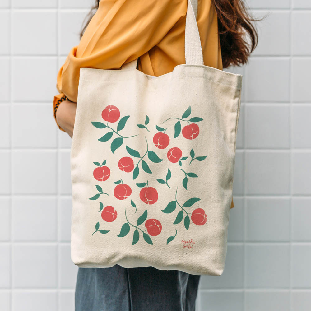 Tote bag fruité Agathe Sorlet - pêche